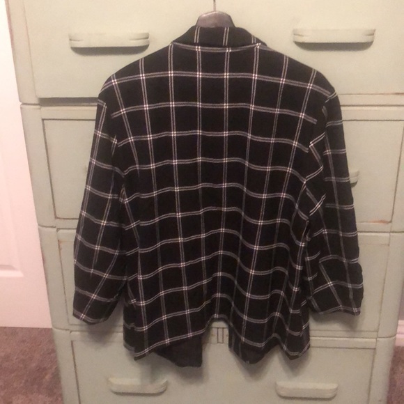 Elle black window pane plaid 3/4 sleeve open front blazer size XXL - Picture 4 of 4